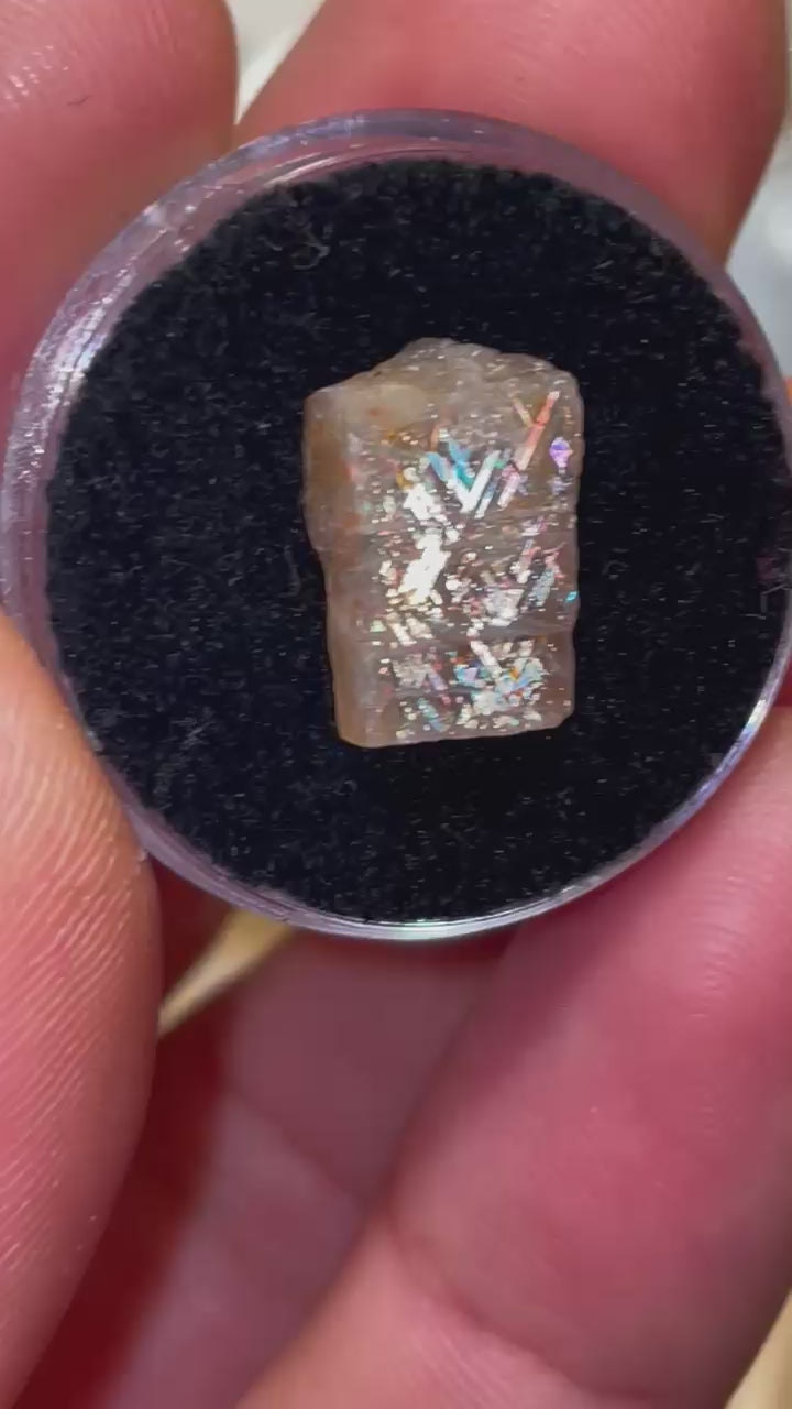13mm 3.94ct Australian Rainbow Lattice Sunstone Polished Face